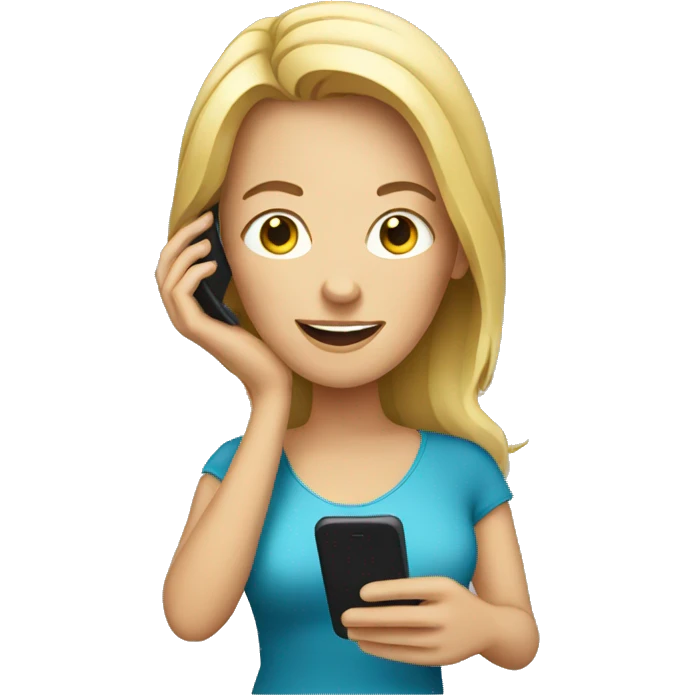 white woman holding phone emoji