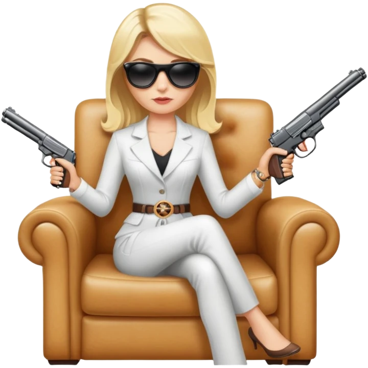 Mafia blondes girl with sunglasses , ring , gun, Armchair,  emoji
