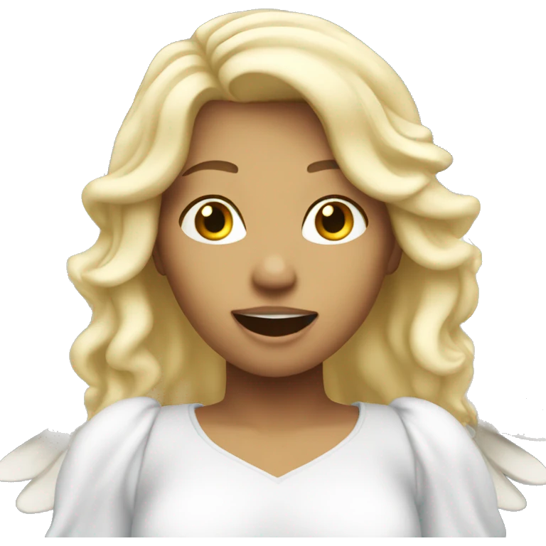 White blonde Angel singing emoji