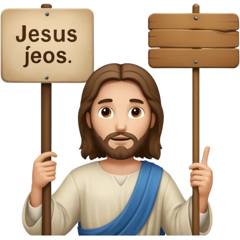 Jésus avec une pancarte dans ses mains dans ses mains emoji