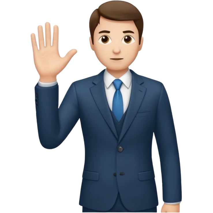 The businessman extends his hand to the side, as if he is about to take something. emoji