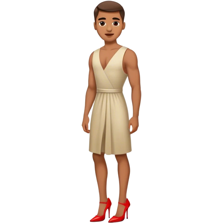 Guy in a dress and red high heels emoji