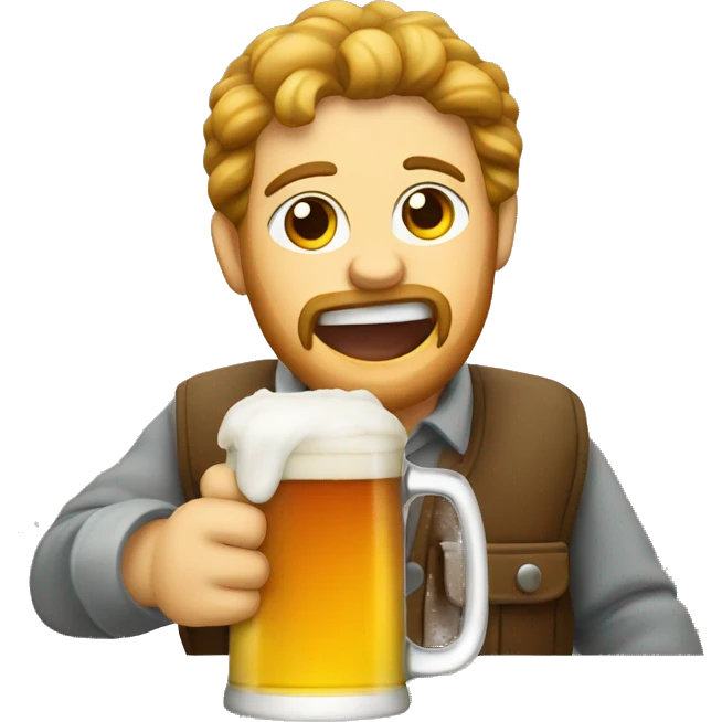 german eating schnitzel and drinking beer emoji