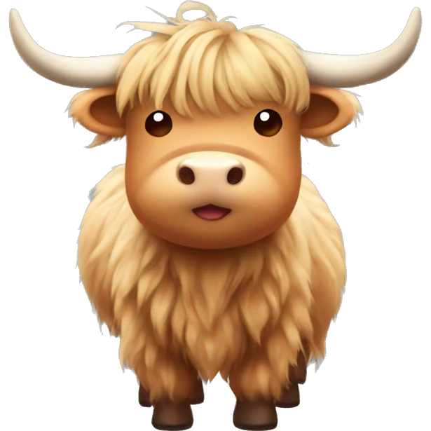 Kawaii highland cow with bows  emoji