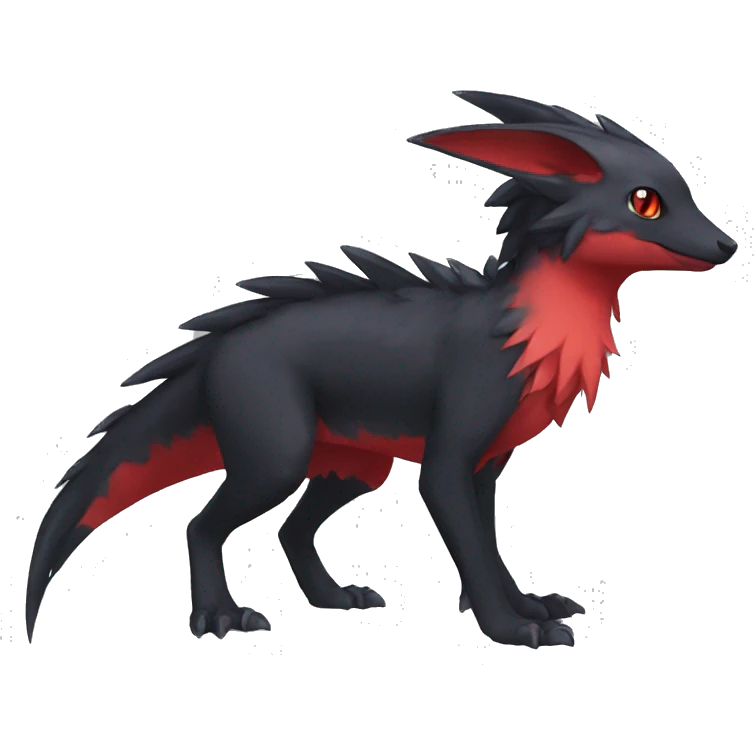 Cute cool black red nargacuga animal hybrid Fakemon full body emoji