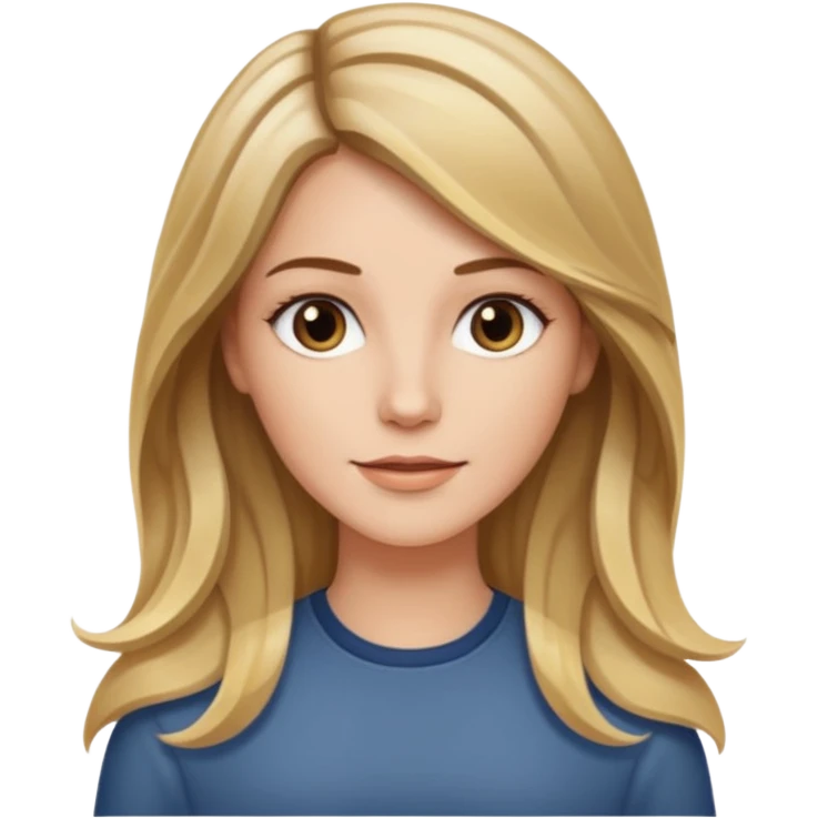 Mulher branca, cabelos longos liso com as pontas ondulado castanho com loiro com luzes  emoji