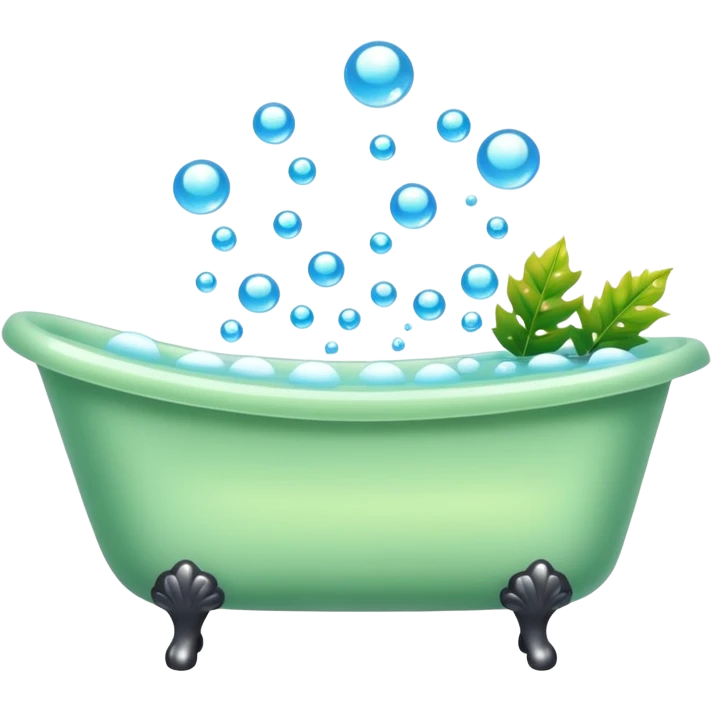 Bathtub with leaves for bubbles and steam  emoji
