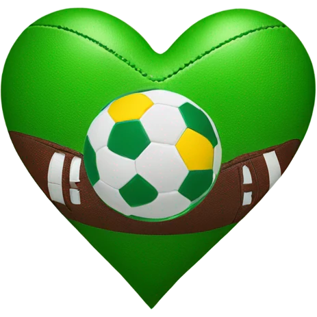 Green and yellow heart with football  emoji