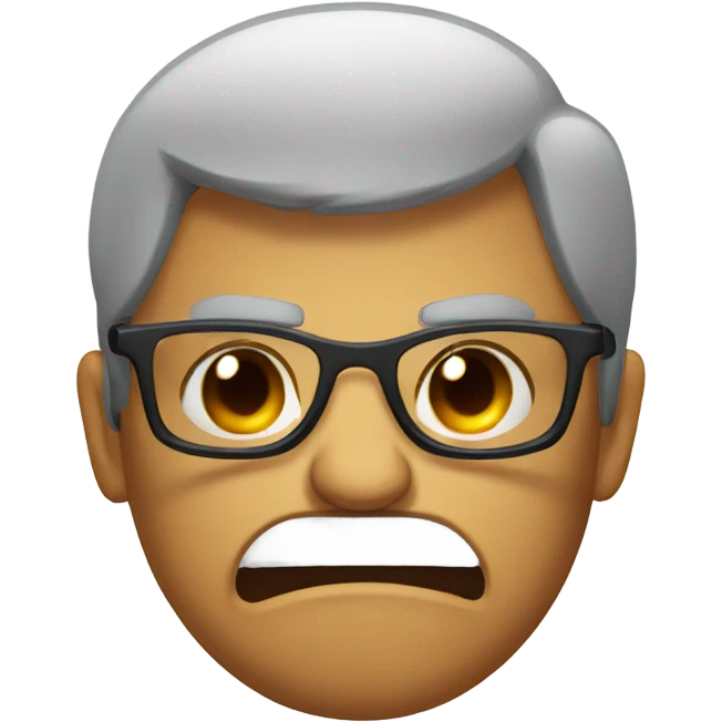 An angry face with glasses emoji