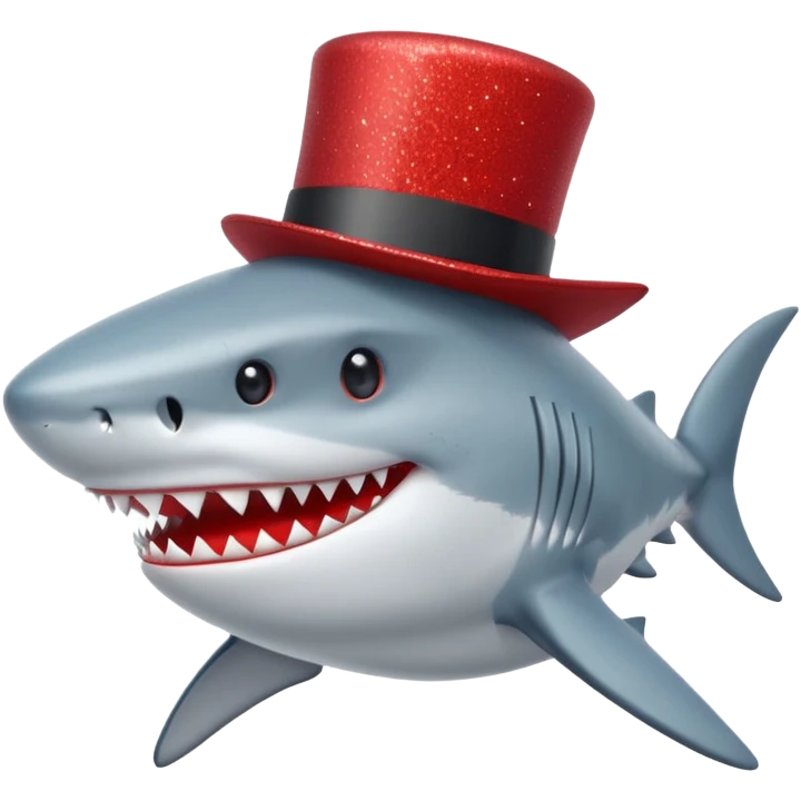 red glitter top hat shark emoji