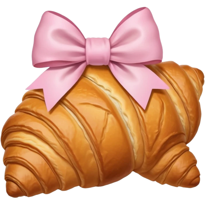 Croissant with light pink bow emoji