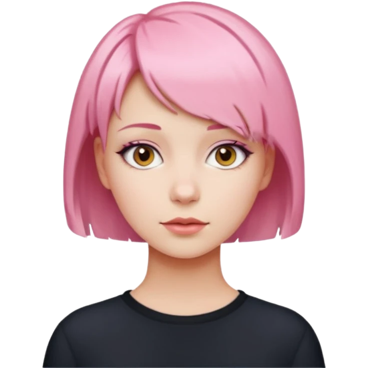 Young woman, short pink hair, modern style emoji