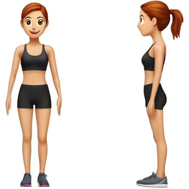 reformer pilates with girl with red brown hair and lightly tanned ski emoji