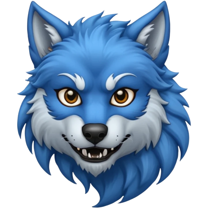 blue crescent moon with werewolf emoji