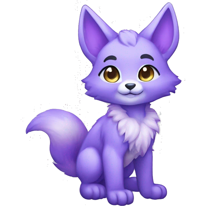 shiny, colorful, lavender-violet, gradient, Kemono-style, Chibi, Anthro-Fur-Sona-Fakémon, Full Body emoji