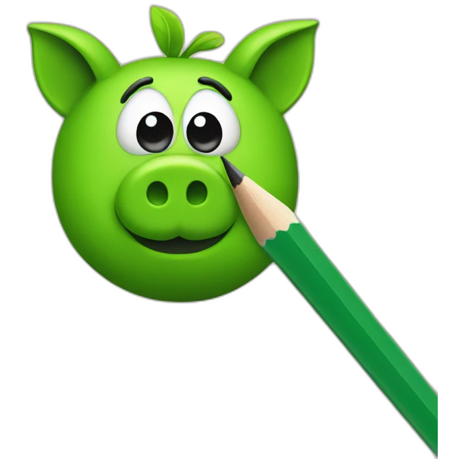 green piggy holding a pencil in his hand emoji