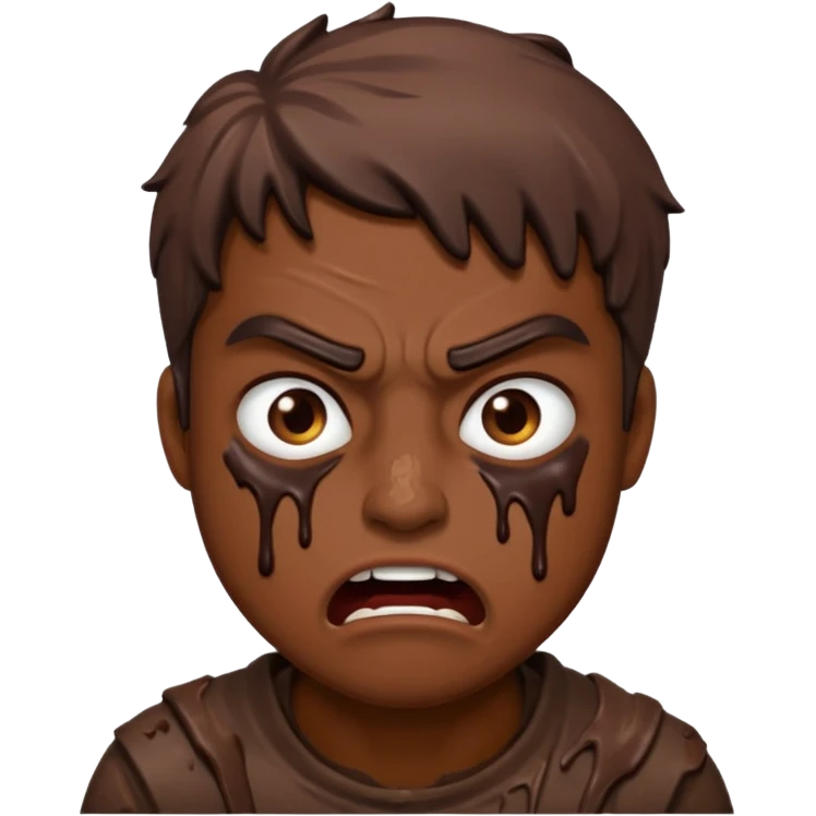 Rahjeed covered in muddy chocolate angry emoji