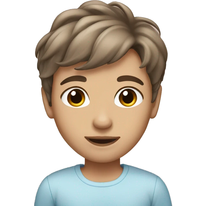 Homebody brown hair with blue eyes emoji
