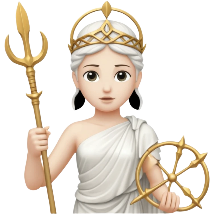 a greek white marble statue holding a marble trident.  emoji