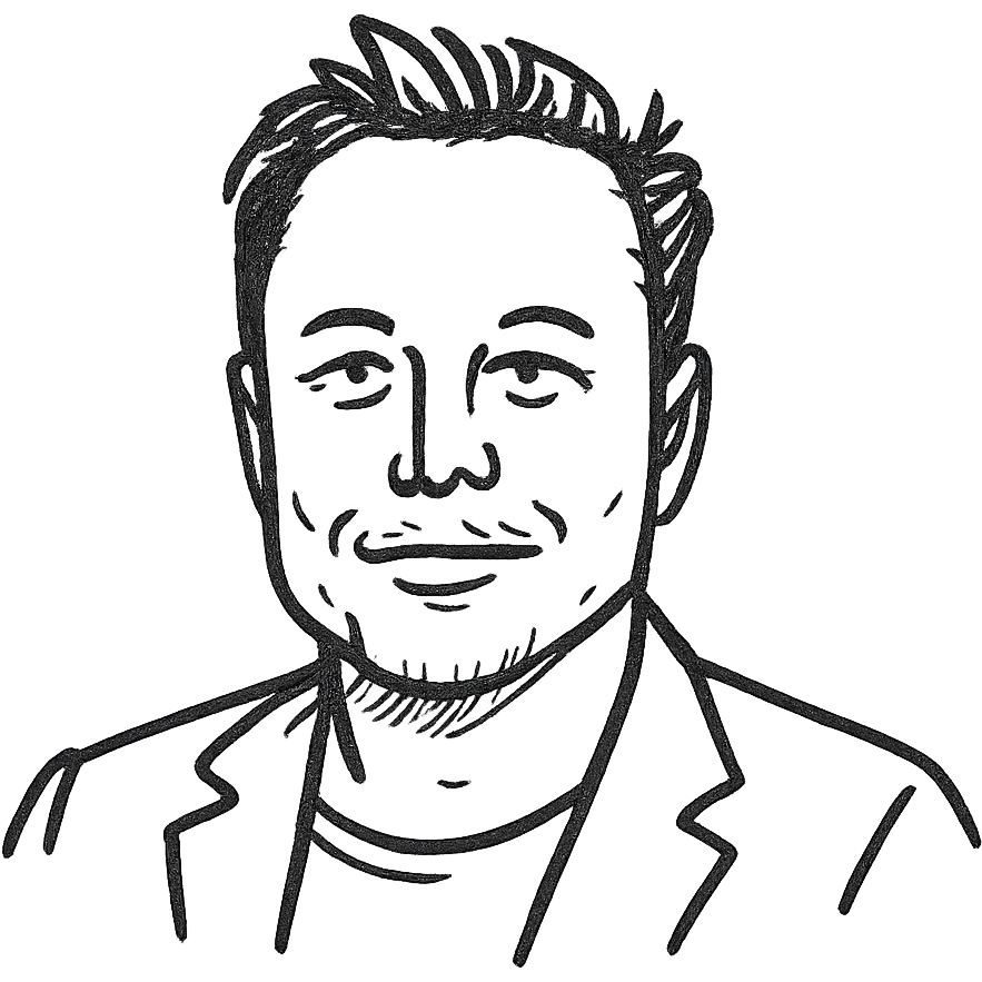 Elon Musk monochrome icon, minimalistic, no text emoji