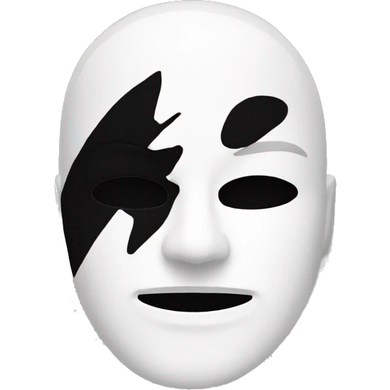 split midlle black and withe mask emoji