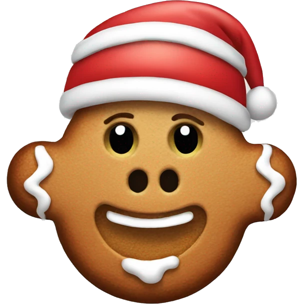 Gingerbread man wearing Santa hat emoji