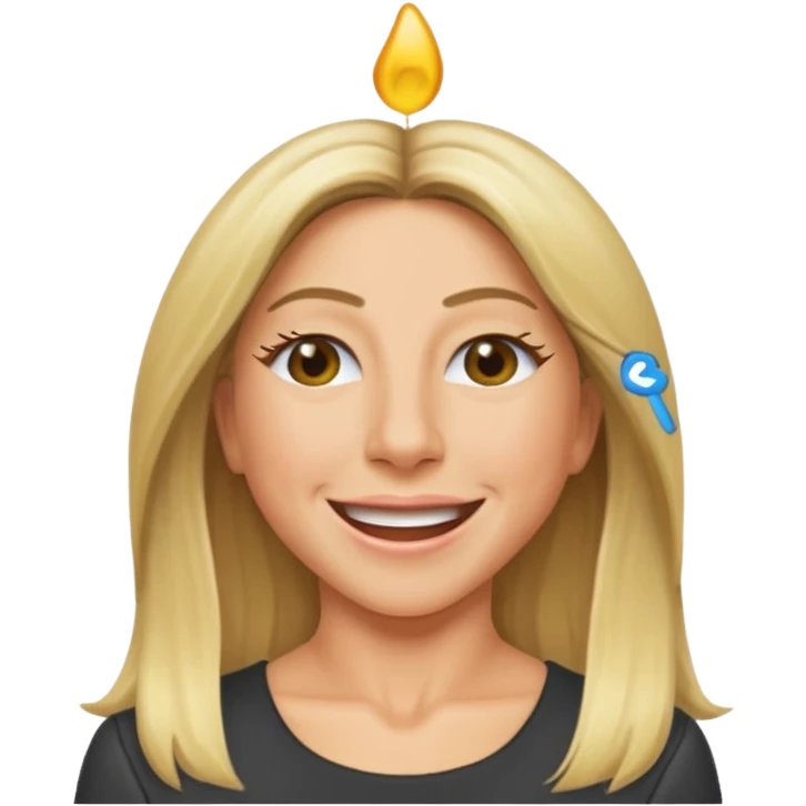Jennifer Aniston as an emoji, winking, blonde hair emoji