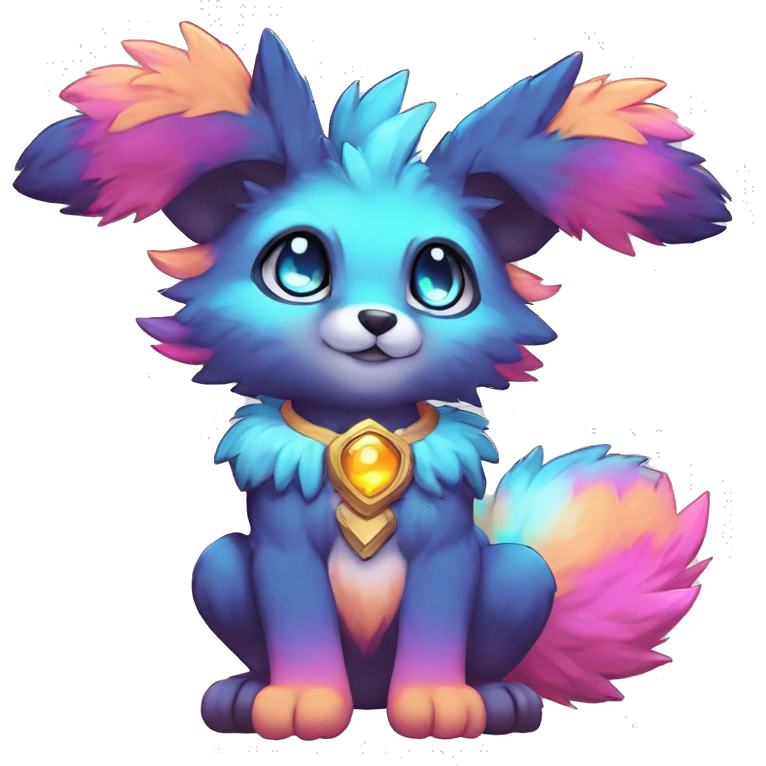 Anthro Fluffy Cool Cute Magical Elemental Shiny Colorful Neon Vibrant Colors Sparkle Kemono-style Chibi Fantasy-Animal-Fakémon-Pokémon-Hybrid Fur Sona Aesthetic Full Body emoji
