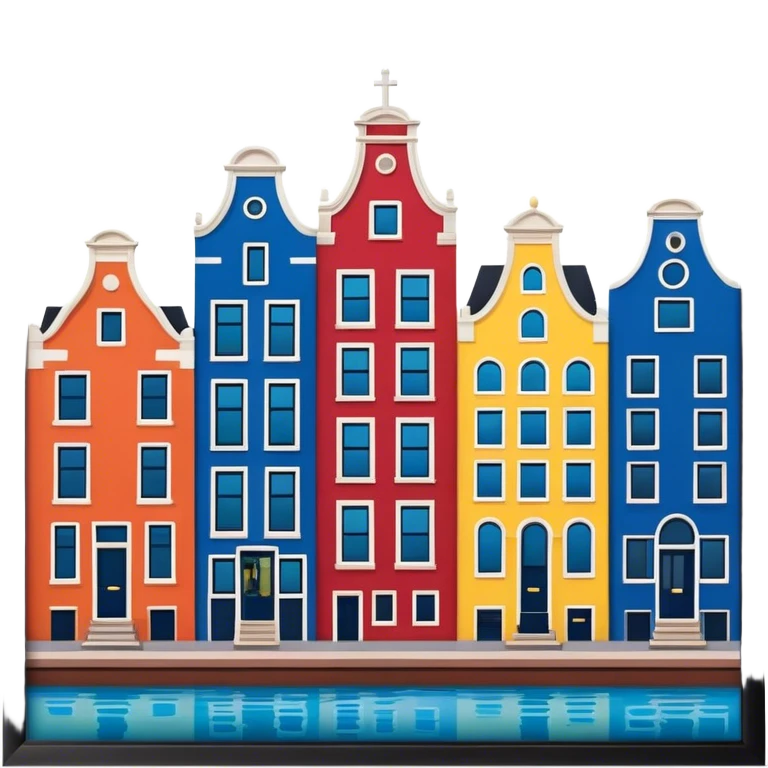 Cinematic Realistic Amsterdam Canal Houses Landmark Emoji, featuring narrow, gabled facades in vibrant colors. emoji
