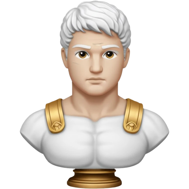 white classical roman bust, hunky, white stone face,  white stone, no other colours than white emoji