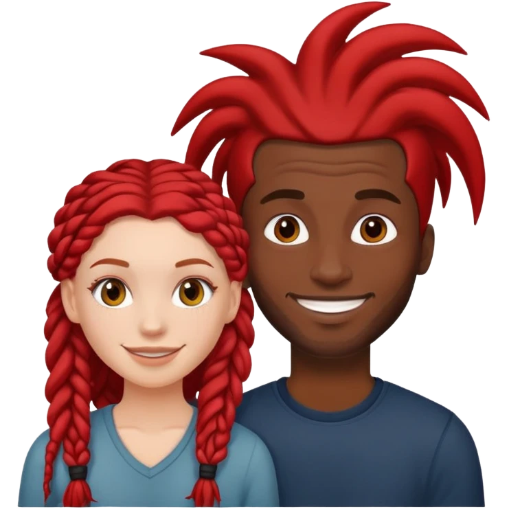 Red hair, white girl with dread head, black guy emoji