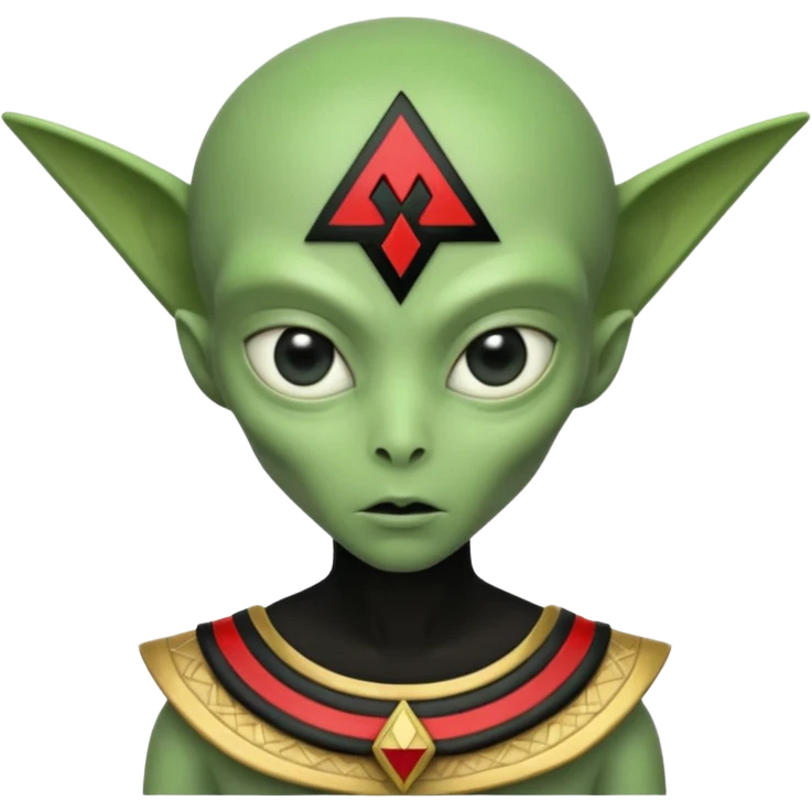 alien, wearing egypt nazi custome, half body emoji