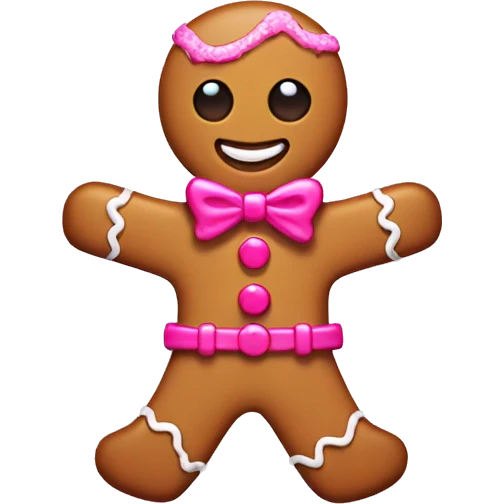 Gingerbread men with pink accesories emoji