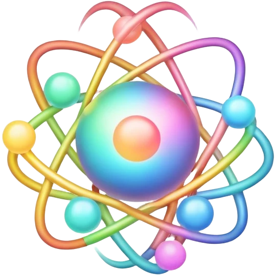 Pastel rainbow atom emoji