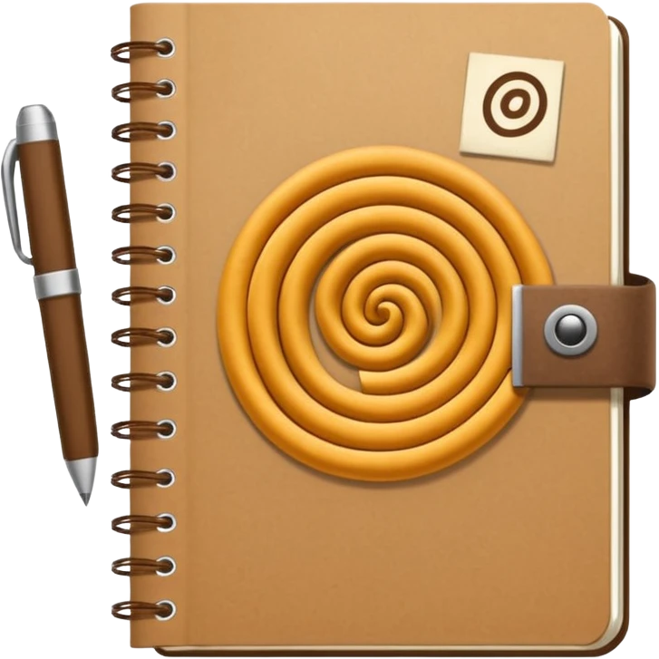 empaque de papel con una libreta anillada sobresaliendo emoji