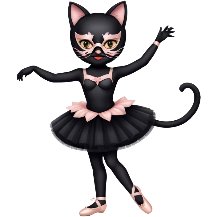 Schwarze katze mit ballettschuhen und Maske  emoji