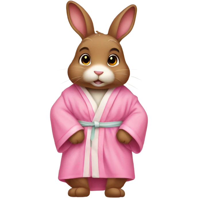 cute brown bunny in a pink robe emoji