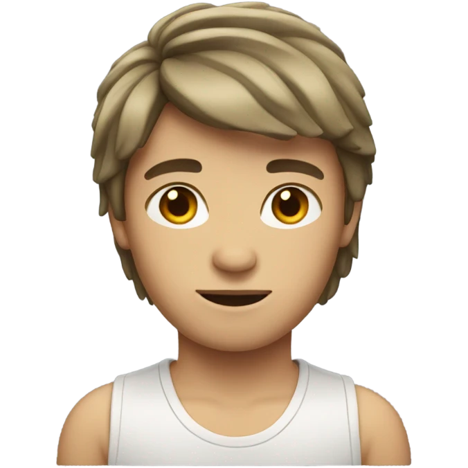 brunette boy with mullet emoji