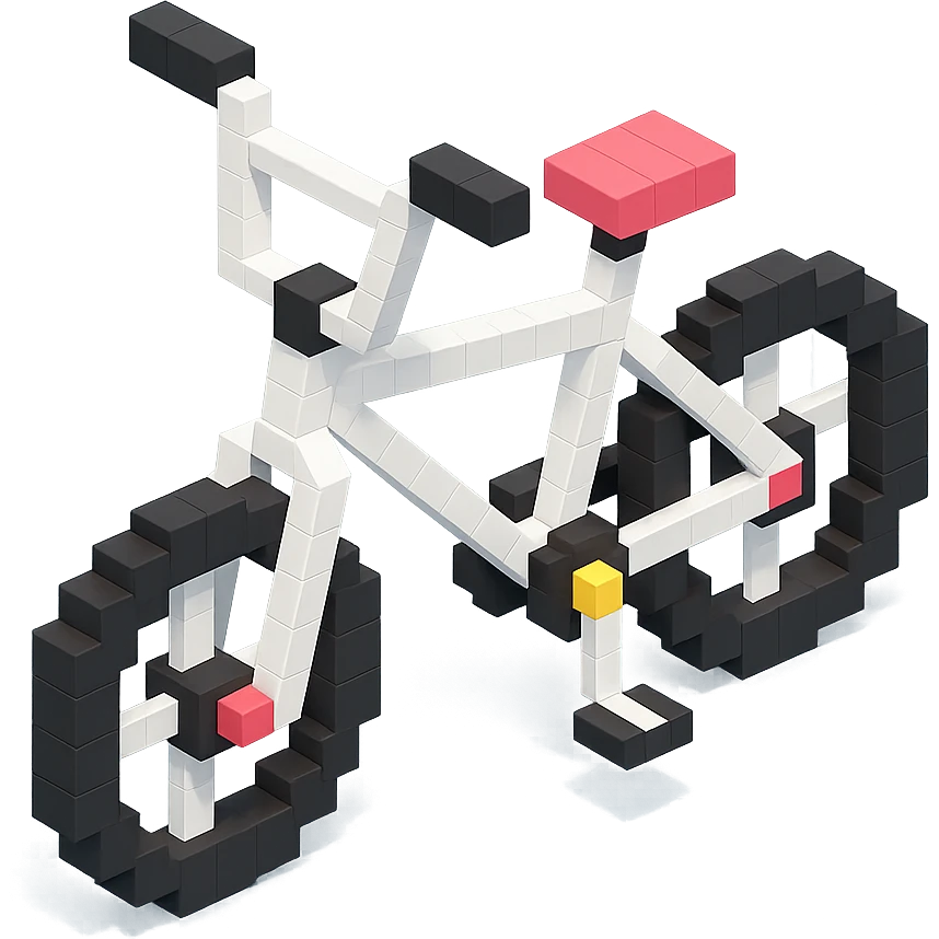 voxel style BMX bicycle, white color, isometric view emoji