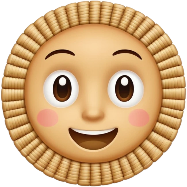 A 3D cartoon flat woven mat made of straw or bamboo strips, top-down view, soft shadow, Memoji-style. emoji