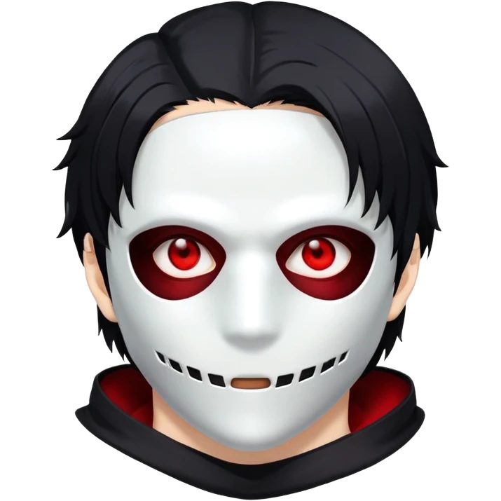 Tokyo ghoul character with mask, one eye glowing red, anime style emoji