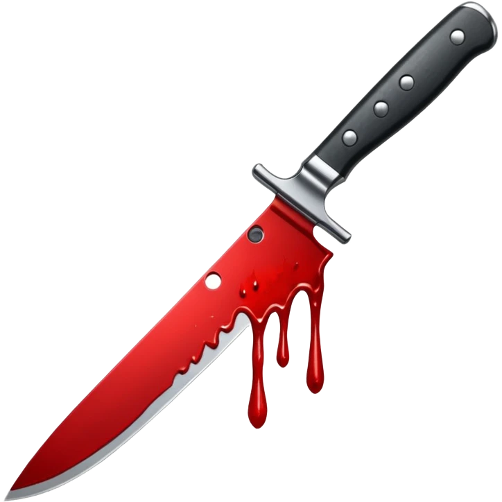  A knife with a black cutting handle with dripping blood on it emoji