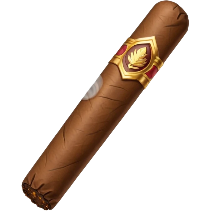 Emoji-style cigar icon, dark brown wrapper, subtle smoke, minimalistic, clean silhouette, metal details, no gold details emoji