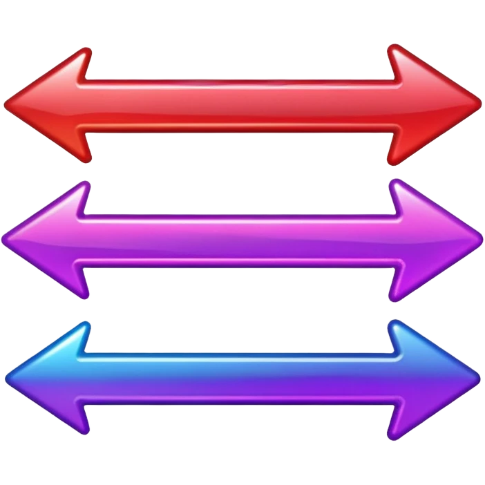 color gradient between red and purple glitter arrow left emoji