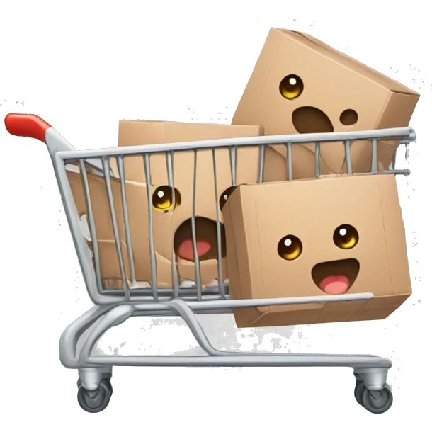 shopping cart with boxies emoji