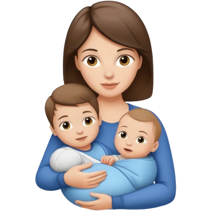 Light brunette fit mom with baby boy emoji