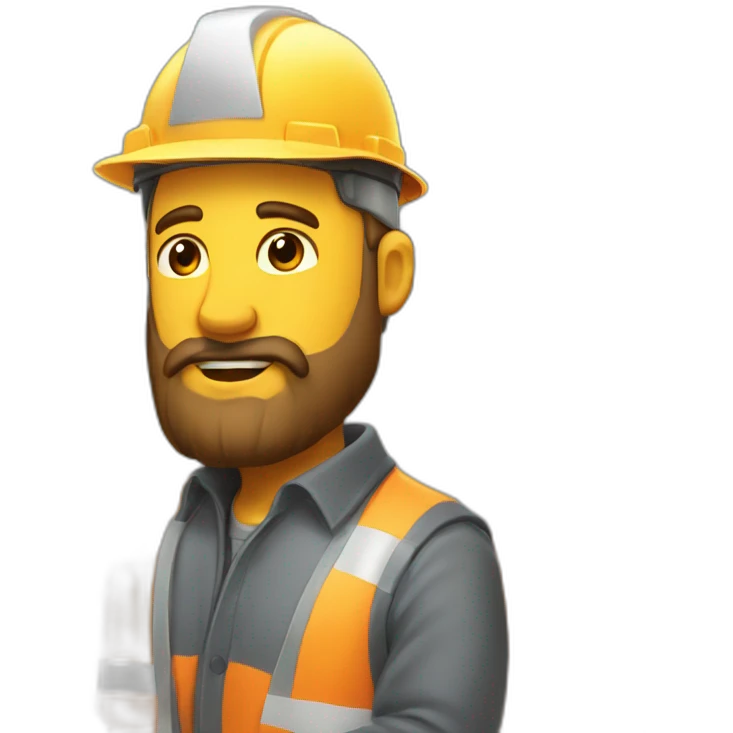 construction worker with a beard in bulldozer from bird perspective emoji