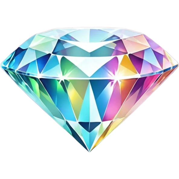 Cinematic Realistic Diamond Emoji, Brilliant and sparkling, with perfectly cut facets reflecting light in dazzling rainbows, resting upon a soft velvet background. The sharp, clean edges reflect light in every direction, creating a mesmerizing shine. Soft glowing outline, capturing the essence of timeless luxury and radiant beauty in a single, flawless diamond! emoji
