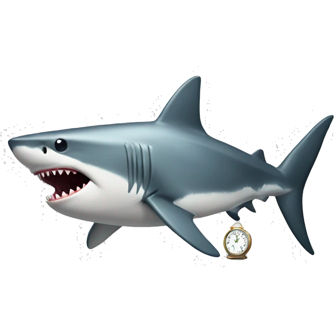 Shark with a top hat and a clock emoji