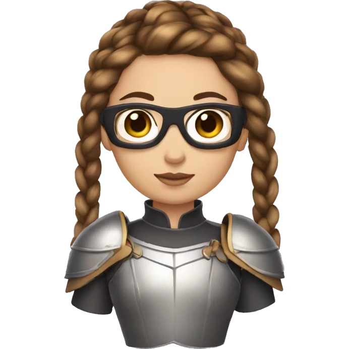 Girl knight with French braids, brown hair and sunglasses emoji
